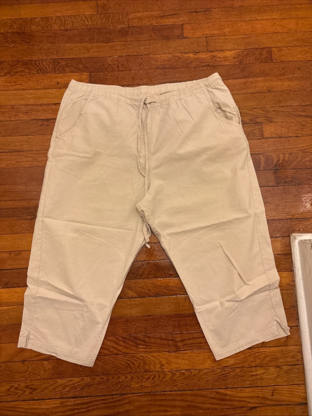 Men’s vintage Beige Drawstring Cotton Capri Pants size XL